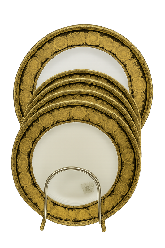 6-Piece Royal Dinner Plate Set – Black & Gold Design
