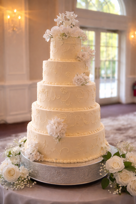 Royal Lace Floral Tiered Cake ($9 per person)