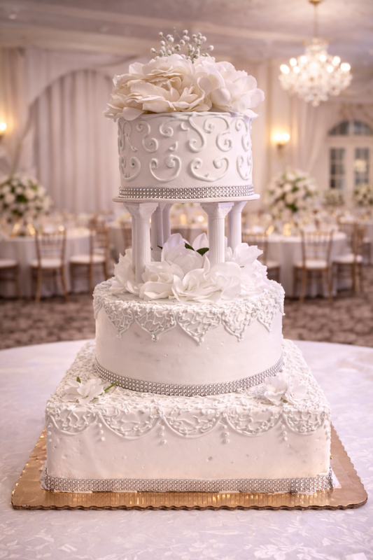 Ivory Pearl Pillar Elegance Cake ($9 per person)