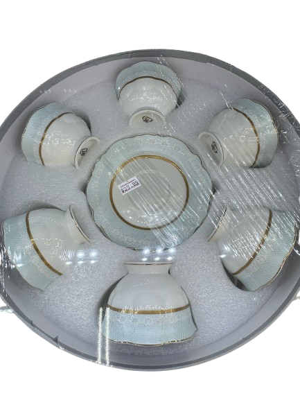 7-Piece Elegant Dessert Bowl Set with Matching Plate